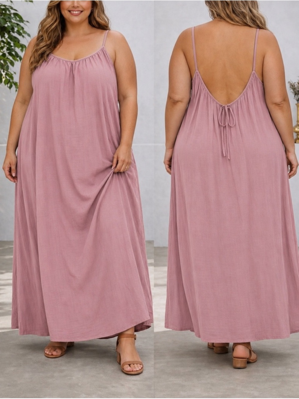 Dusty Rose Spaghetti Strap Maxi Dress